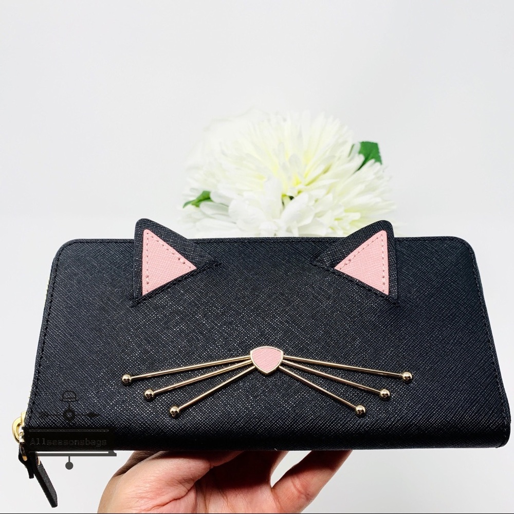 Kate spade cat meow Lottie black wallet NWT SET - Picture 7 of 8